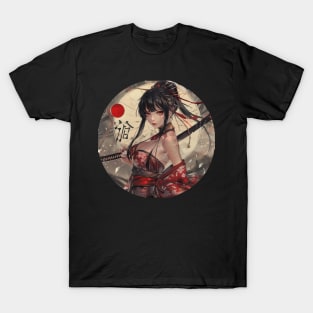 Japanese Samurai Girl Round T-Shirt